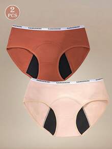 2pcs Woman Basics Menstrual Panties Period Shorts Menstruation Period Underwear Breathable Holes Panel Physiological Panties Triangle Briefs Comfortable Fit Physiological Knickers Protection Leak Proof Underpants Black Red Seamless - Multicolor - View 1