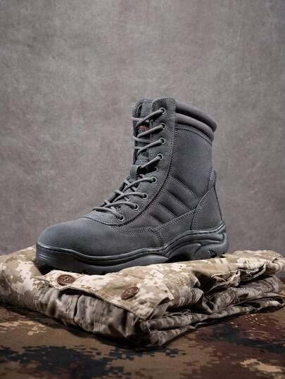 Stivali da lavoro tattici militari da uomo, stivali da combattimento di sicurezza, stivali da combattimento militari con cerniera