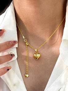 1 件 S925 纯银闪亮精致心形吊坠项链，适合女性、节日和生日礼物、婚礼订婚、新娘珠宝、情人节礼物 - 愛心 - 查看 9