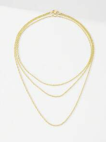 1 件新款韩式双编织铜链项链，长度 45 厘米-60 厘米，男女通用，简约，适合各种场合和日常佩戴的吊坠项链 - 金黃色 - 查看 7