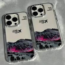 Black Travel Element Fashion Phone Cases 1pc Black Airplane & Snow Mountain English Quotes Phone Case Personalized Design Compatible With Iphone 16 ProMax/15/14Plus/13/12/11 Protective Cover Waterproof Shockproof Anti-Fall Scratch Resistant Anniversary Gift Birthday Party March Gift - Multicolor - View 2