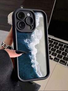 1 件简约创意蓝色海洋图案防震 TPU 手机壳，兼容 17/17Pro/17ProMax/17Air、 7/8/7Plus/8Plus、11/11Pro/11ProMax、X/XR/X MAX/XS、12/12Pro/12ProMax、13/13Pro/13ProMax、14/14Pro/14ProMax/14Plus、15/15Pro/15Plus/15ProMax、16/16e/16Plus/16ProMax/16Pro、S20/S21/S22/S23/S24/S25 Plus Ultra FE 系列，舒适柔软保护套 - 彩色 - 查看 1