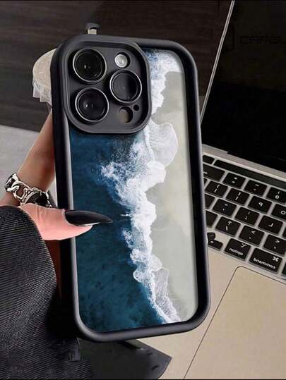 1 件简约创意蓝色海洋图案防震 TPU 手机壳，兼容 17/17Pro/17ProMax/17Air、 7/8/7Plus/8Plus、11/11Pro/11ProMax、X/XR/X MAX/XS、12/12Pro/12ProMax、13/13Pro/13ProMax、14/14Pro/14ProMax/14Plus、15/15Pro/15Plus/15ProMax、16/16e/16Plus/16ProMax/16Pro、S20/S21/S22/S23/S24/S25 Plus Ultra FE 系列，舒适柔软保护套