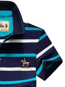 Men's Lapel, Stripes, Short Sleeves, Casual Fashion Style, Summer Golf, Everyday Casual