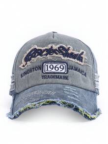 1pc Unisex Retro Distressed Vintage Washed Ripped Casual Baseball Cap, Suitable For Everyday Wear - Gray Blue a - View 3