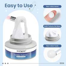 SUPWEE Gel builder sólido para uñas, blanco 60 g/2.1 oz, gel de escultura 3D para arte de uñas, gel duro de mano sin pegajosidad para extensión de uñas, tallado de uñas, patrones 5D, decoración de uñas en relieve, se retira con remojo UV LED - Blanco-60g - Ver 4