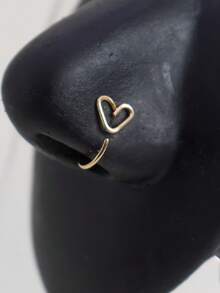 S925 Sterling Silver Nose Studs 14K Hypoallergenic L Shaped Heart Nose Rings For Women Men Nose Piercings Jewelry - Single Nose Stud - View 6