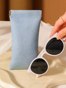 Soft PU Glasses Case, Portable Storage Box For Fashion Glasses, Reading Glasses, Myopia Glasses And Astigmatism Glasses. Simple Solid Color Anti-Scratch Mobile Phone Case For Men And Women (Light Blue). Travel Cosmetic Bag Travel Essentials Travel Accessories Travel Bag Vacation Holiday Back To School School Stuff Sunglasses Women - Multicolor - View 11