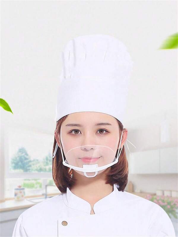 1/5 piezas, Máscaras de catering para chefs, Pantallas faciales transparentes específicas para cocina y restaurante, Máscaras de seguridad alimentaria reutilizables y claras (cuerda para la oreja aleatoria)