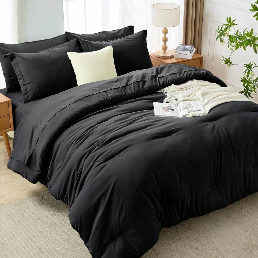 1pc Bed Comforter Luxury Hotel Bedding Comforter Queen King 3D Polyester Fill Duvet Insert All-Seasons Quilt Comforter Bed Duvet Insert With 4 Corner Loops Machine Washable Microfiber Bedding Comforter - Dark Grey - View 1