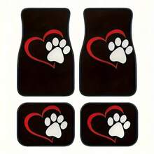 4 件通用耐用涤纶汽车脚垫，时尚爪印设计，吸水防滑可水洗，适用于 SUV、轿车、卡车，四季内饰保护，完美礼物 - 均碼 - 查看 9