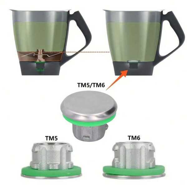 1 pieza, Tapa principal y cubierta de protección de cuchillas de repuesto de acero inoxidable compatible con Thermomix TM5 TM6/TM5, tapón de cubo de repuesto para cuchillas de la licuadora y accesorios de bandeja de mezcla