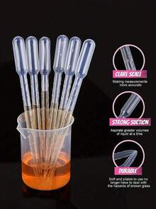 100 piezas/50 piezas/20 piezas Pipeta cuentagotas desechable de plástico transparente graduada de 3 ml, cuentagotas para aceites esenciales, alimentación, uso de laboratorio - surtido aleatorio - transparente - Ver 2