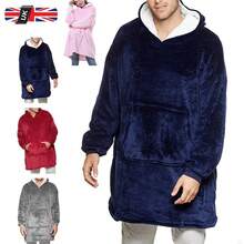 Extra Long And Thick Winter, Long Blue Embroidered Wearable Blanket, Comfortable Cotton Velvet Comfortable Breathable Skin-Friendly Sportswear After Taking A Shower, Sleeve Hooded Loose-Fitting Robe, Enlarged And Widened Lazy Blanket Cold-Proof Clothing Outdoor Cold-Proof Clothing Suitable For Autumn And Winter Oversized Super Soft Warm Sleeping Blanket, Lazy TV Blanket Thickened Oversize Sweatshirt With Large Pockets - Blue - View 1