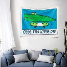 Cool Kids Never Skater Decor Skates Funny Tapestry Wall Hanging Home Dorm Boy Girl Uni Room Decor Throw Backdrop Crocodile Banner Flag Birthday Decorations Party Decorations School Decor School Surprise Dormitory Decor Back To School