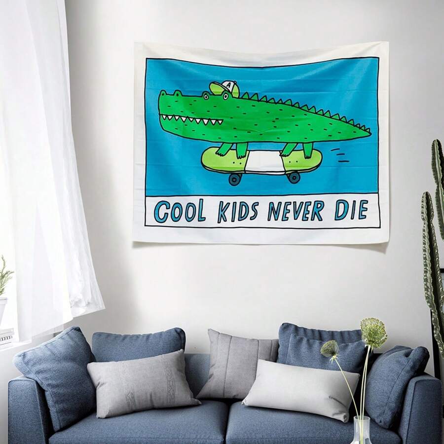 Cool Kids Never Skater Decor Skates Funny Tapestry Wall Hanging Home Dorm Boy Girl Uni Room Decor Throw Backdrop Crocodile Banner Flag Birthday Decorations Party Decorations School Decor School Surprise Dormitory Decor Back To School