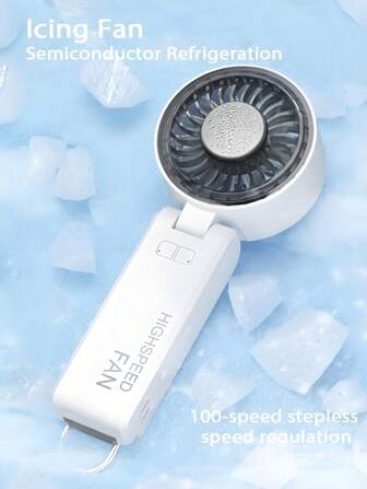 迷你便携式数字显示冷却风扇，半导体冷却冰袋，三合一手持/桌面/颈部风扇，100 速，2000mAh 电池，广角气流，AI 多重保护，适用于户外/室内/学校，多功能挂绳