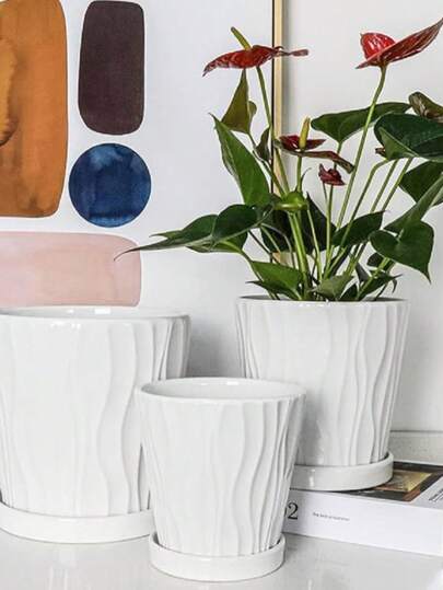 户外种植花园装饰 | 极简主义塑料多肉植物盆，几何花盆，适合室内阳台和桌面