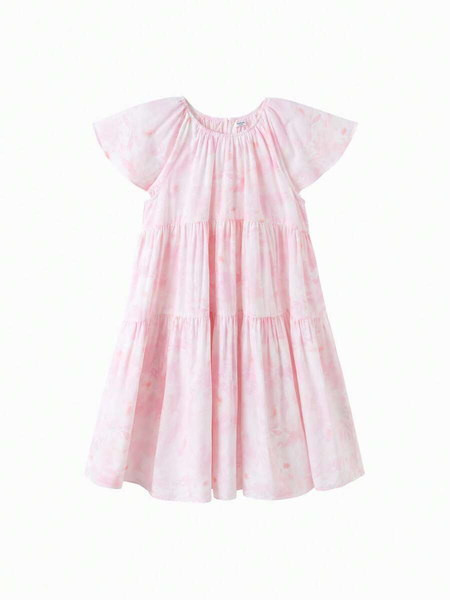 Đầm hoa giản dị cho bé gái tuổi teen, mùa hè - tông màu đỏ - Xem 1