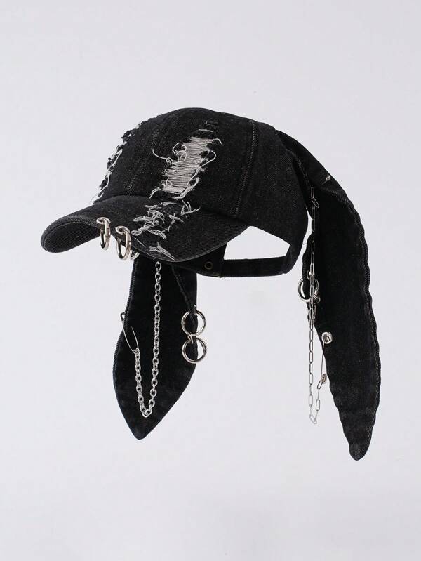 1 Stück neue Y2K Vintage Baseball Kappe mit Kaninchenohren, Punk Street Hip Hop Stil Snapback Hut