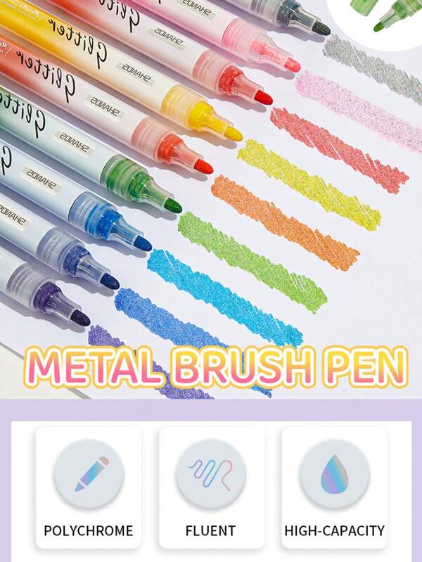 3/9pcs Acrylic Highlighter Pens, Suitable For Windows, Art Painting, Underlining Marker Highlighter Pens, Student Use Colored Pens School Supplies,Back To School