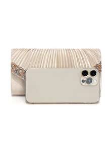 情人节礼物，浪漫银色手拿包，V形金属链，闪亮亮片装饰，信封式设计，适合派对、婚礼、休闲场合，女士手提包，正式钱包