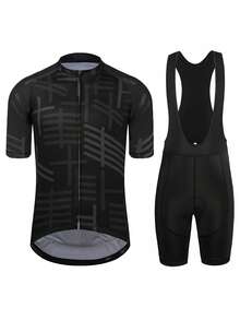 男士骑行服套装，公路自行车短裤袖子骑行服拉链背带短裤