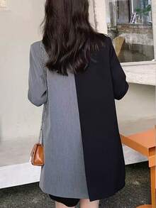 Women's Spring/Autumn Letter Printed Lapel NeckLong Sleeve Single-Breasted Casual Loose Blazer Jacket, Suitable For Banquet, Wedding, Festival, Party And Other Occasions