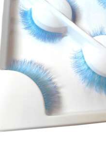3 pares/caja de pestañas postizas 3D esponjosas y desordenadas de colores, pestañas azules para cosplay, fiesta de disfraces, actuación en el escenario con efecto suave y voluminoso