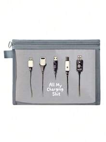 带白色数据线图案的网眼化妆包，多用途化妆包和化妆包/浴室收纳包，大容量透明化妆包，透气网眼面料，拉链开合旅行必备品，适合度假、暑假、返校、学校用品包、女士旅行包、旅行化妆包 - 彩色 - 查看 13