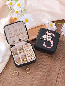 1 件 A-Z 花卉首饰盒、粉色渐变首字母多功能珠宝展示盒、迷你首饰盒、女士生日礼物、女友、朋友礼物、圣诞节、万圣节、生日、结婚礼物、时尚旅行首饰盒、个性化礼物 - 女士旅行首饰盒、少女圣诞礼物、A-Z 首字母旅行首饰盒