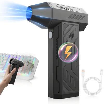 Compressed Air Duster PC Cleaner, 130000RPM Air Blower For PC Cleaning, Electric Dusters, 4-Speed Cordless Rechargeable Reusable Blaster For Laptop Computers Keyboard