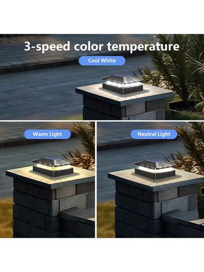 Solar Pillar Lights, LED Outdoor scape Lighting Garden, Patio, Porch Yard Moderne Acrylic Post Cap Lights Panel, Polished Finish, Easy Installation, view 5