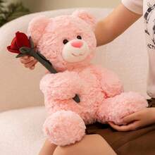 1PC Cute Rose Bear Plush Doll, Valentine's Day, Mother's Day, Christmas Gift, Girl's Birthday Bear Gift