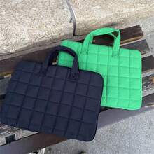 YOONI 1PC Ins Style Minimalist And High-End Plaid Computer Bag, Solid Color IPad Protective Handbag Suitable For Students And Office Workers