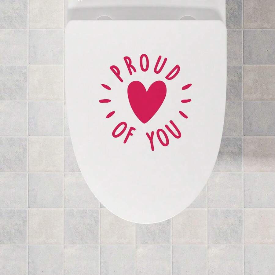 Adesivo da parete e adesivo per il bagno autoadesivo - Citazione ispiratrice "SONO ORGOGLIOSO DI TE" con design a cuore, decorazione artistica in vinile per stanze da ragazze, camere da letto, guardaroba e spazi di moda - Decorazione per la casa facile da rimuovere, bagno, adesivi murali