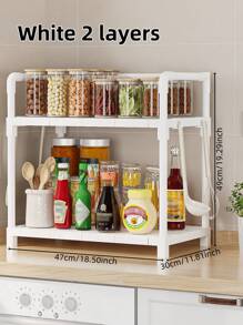 1pc No-Drill Needed Kitchen Organizer, Multi-Layer Spice Rack, Ins-Style Kitchen Storage Rack, Space Saving Storage Solution For Small Spaces
