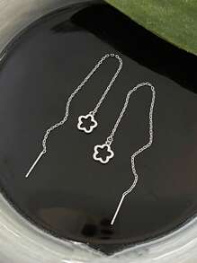2 Stücke Blumen Quasten Ohrringe, Kupferlegierung in Silberfarbe, minimalistischer eleganter Frauenparty Schmuck