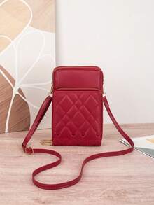 New Embroidered Phone Bag, Women Shoulder Crossbody Pouch, Large Capacity Coin Purse, Fashion Rhombus Card Holder