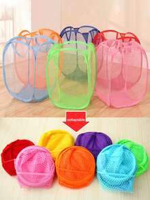 1 件可折叠玩具和娃娃收纳箱、毛绒玩具收纳篮、玩具收纳、透气洗衣容器、玩具和杂物收纳盒、带手柄的大型弹出式洗衣篮、浴室收纳盒、收纳篮、可折叠洗衣篮，适合返校使用 - 彩色 - 查看 3