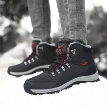 Unisex Hiking Boots, Outdoor Sports Warm High-Top Shoes For Autumn/Winter, PU Waterproof Snowboots, Trekking Boots, Outdoor Camping Hiking Shoes, Anti-Slip Durable, Black/Grey Lace-Up Snow Boots, Size 36-48