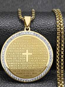 主祷文上帝十字架圣经西班牙语经文项链男女不锈钢耶稣链 - 項鍊 - 查看 13