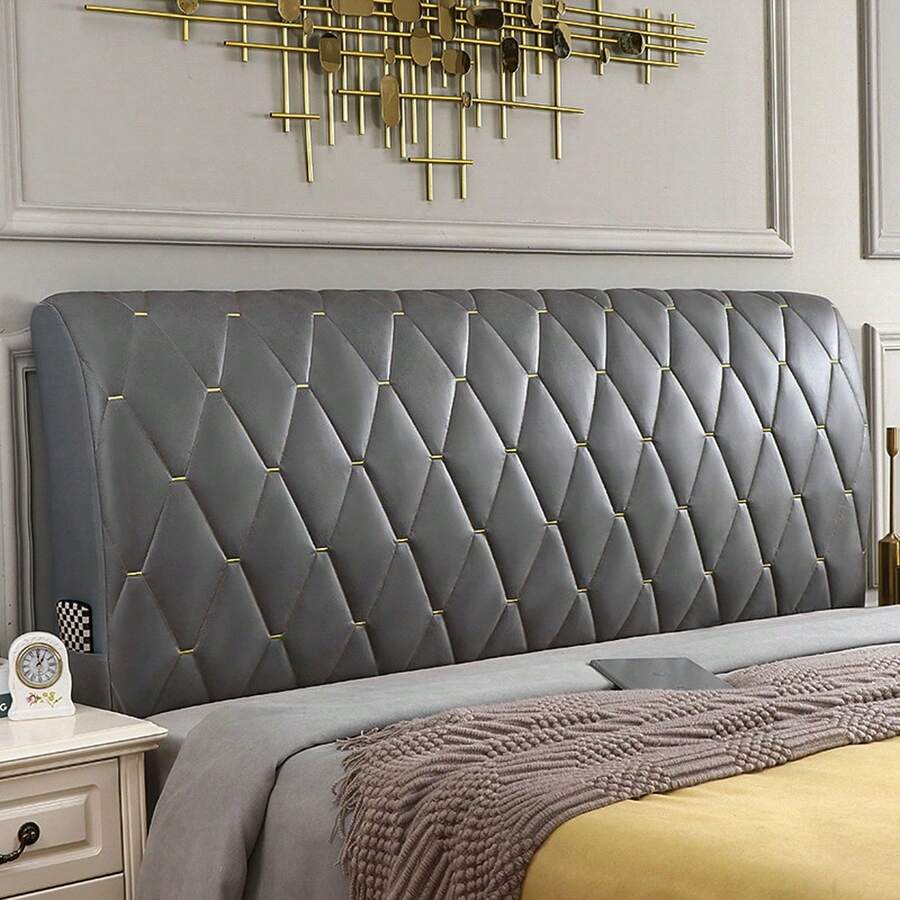 Luxury Thick Headboard Cover Soft Bed Head Back Decor Protector Slipcover 150CM - Grey - View 1