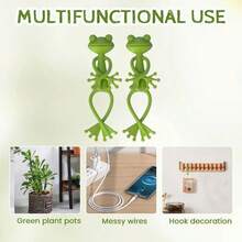 2pcs Green Animal Frog Design Plant Stand Decor