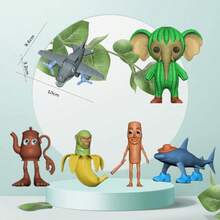 Nuevo producto de comercio cruzado: Figura conmemorativa creativa de la Shanhaijing, modelo de 6 figuras de madera de tiburón y figura humana, adorno de escritorio de juguete - Multicolor - Ver 3