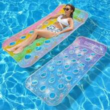 1 buah Kasur Apung Pantai Tiup Berlubang Bulat, Bahan PVC, Pelampung Gradien Berlubang dengan Payet, Kursi Apung Pantai Tiup Musim Panas, Perlengkapan Pantai, Aksesoris Pantai, Pelampung Kolam Renang, Perlengkapan Kolam Renang Tiup - MultiWarna - View 1