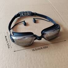 1 pieza, Gafas de natación antivaho y resistentes al agua de alta definición con tapones para los oídos para hombres y mujeres, gafas de natación de marco grande con electrochapado, gafas de natación para hombres y mujeres, equipo de natación - Correas de silicona de ajuste rápido, visión amplia - Perfectas para la piscina, la playa y la diversión del verano