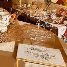 1pc Photo Guest Book Sign With Stand- Clear Acrylic Wedding Reception Sign With Holder, Snap A Photo Sign For Wedding Reception & Event Party Table Centerpiece Decoration Summer Birthday Gifts Beach Back To School School Supplies Room Decor