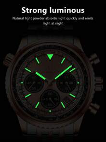 POEDAGAR 1pc Men's Fashionable Quartz Watch, Stainless Steel Multi-Function Date Chronograph Waterproof Luminous Pointer Wristwatch, Suitable For Business Occasions - Rose Gold - View 9