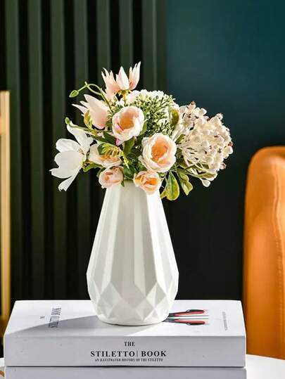 1pc Wit Desktop Vase Flower Pot, Artificial Vase, Bloemen Container, Wet Dry Home Room Glass view 4